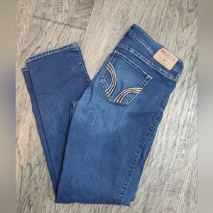 Hollister straight leg distressed med dark jeans women's Size 9S